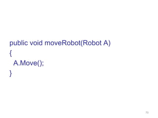 70 
public void moveRobot(Robot A) 
{ 
A.Move(); 
} 
 