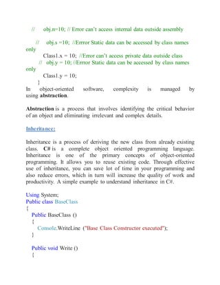 Introduction to object oriented programming concepts | PDF
