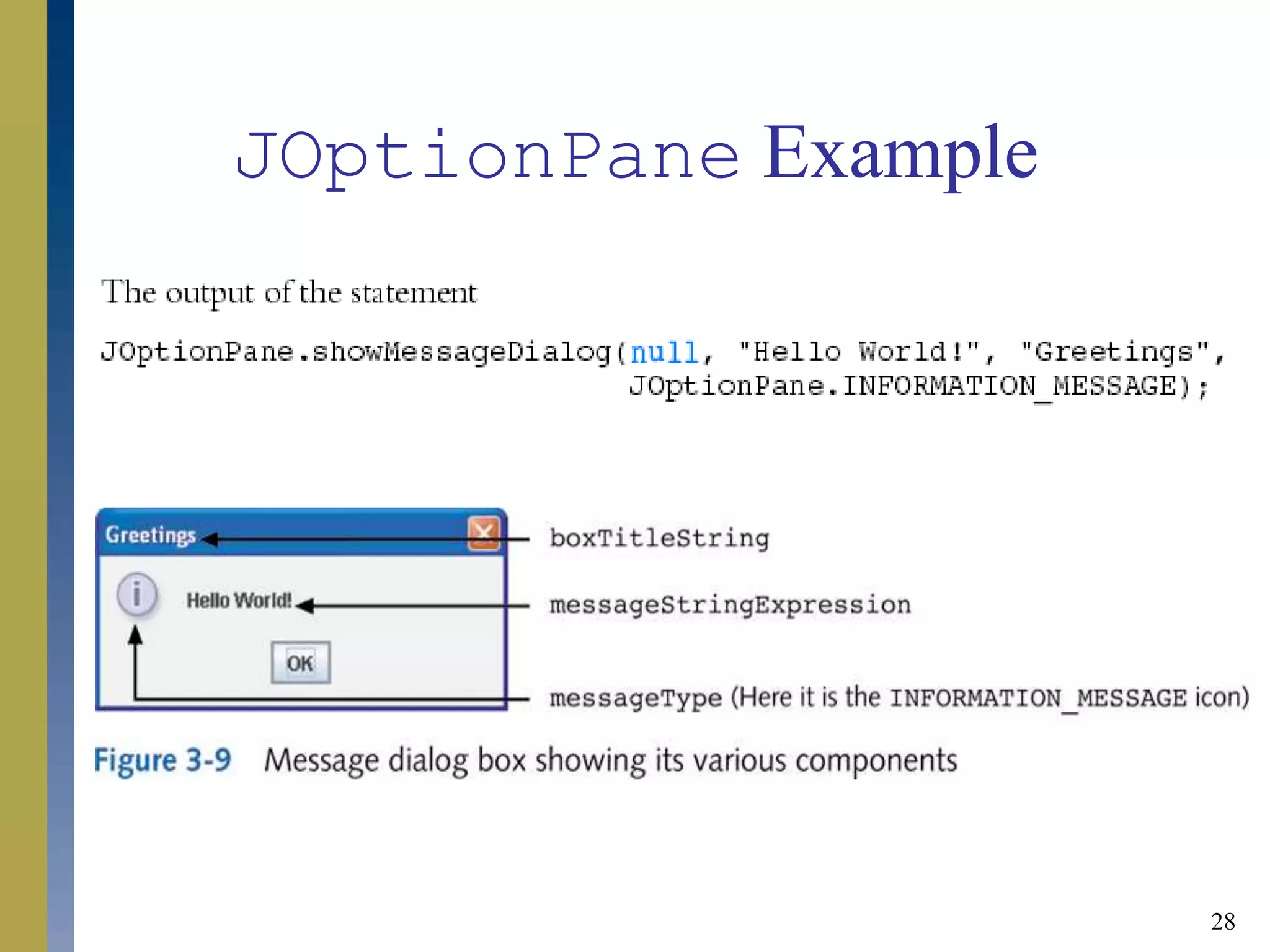 28
JOptionPane Example
 