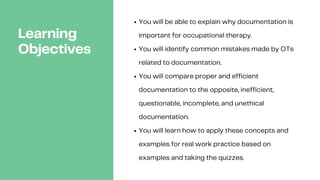 Introduction to Occupational Therapy Documentation | PDF