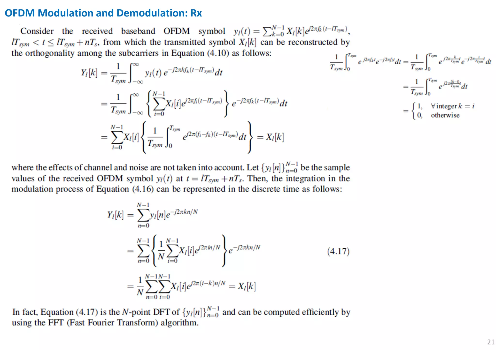 21
OFDM Modulation and Demodulation: Rx
 