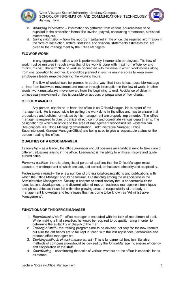 office manager personal statement