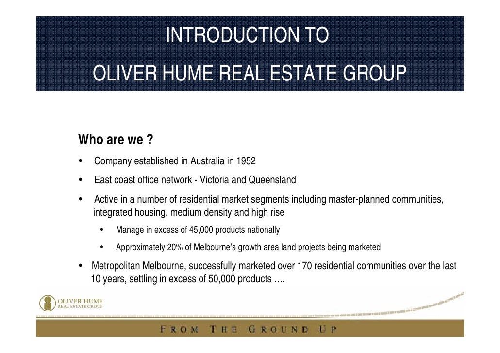 Introduction To Oliver Hume Real Estate Group