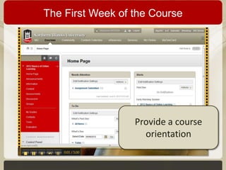 The First Week of the Course

Provide a course
orientation

 