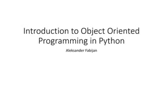 Introduction to OOP in Python | PPT