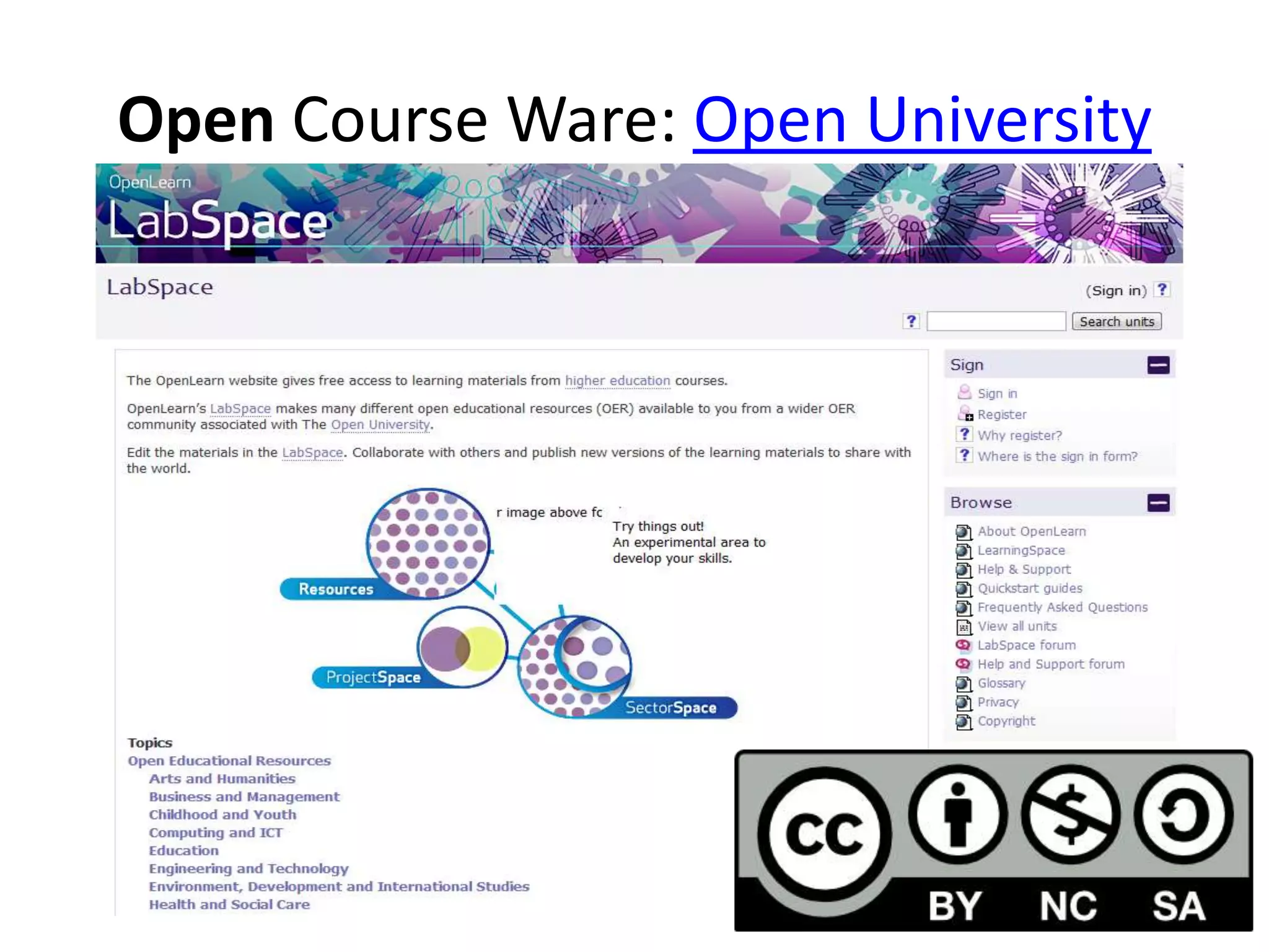 Open Course Ware: Open University
 