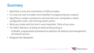 Security-Defined Routing Demonstration Video 
•Slides are posted at http://www.slideshare.net/joelwking/security-defined-routingcybergamutv11 
•Watch the video to see how security-defined routing combines cyber analytics and SDN to protect the network: 
•http://youtu.be/KvZuklmi9uU  
