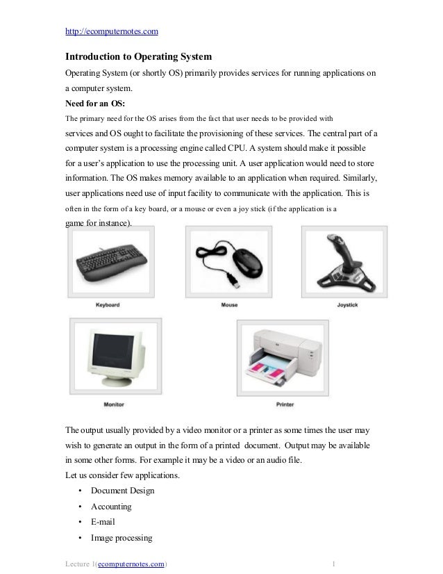 Computer Notes Introduction To Operating System