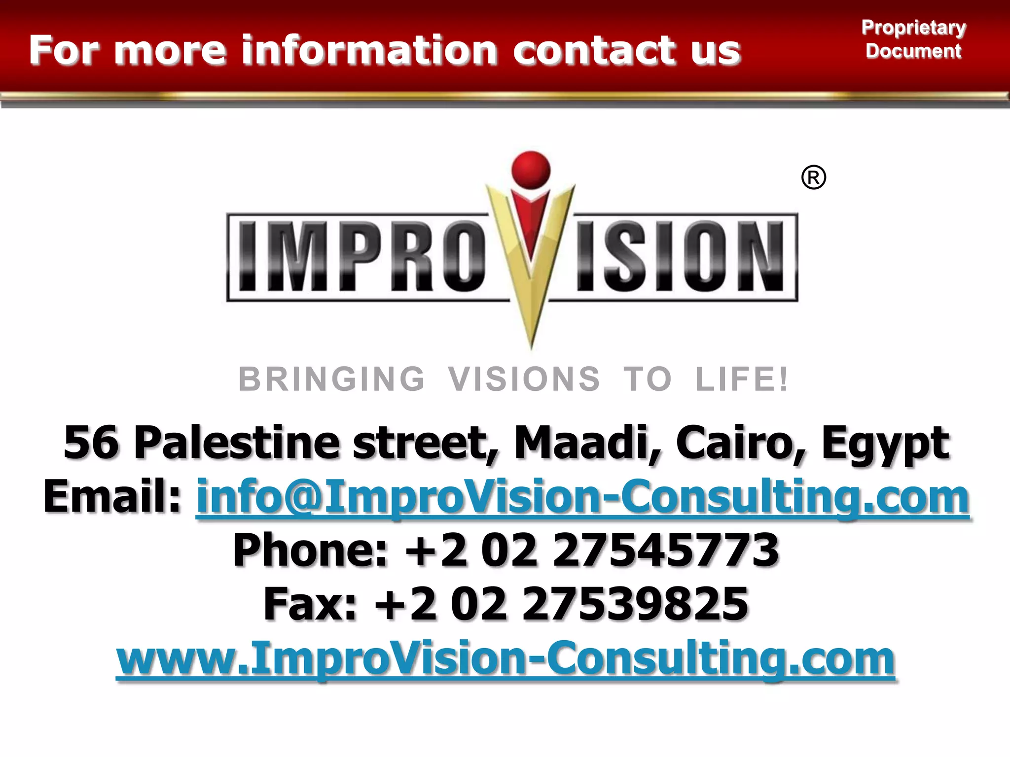 Thank YouCopyright ImproVision Consulting, 2009