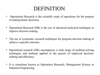 Introduction to Operation Research and Production Management | PPTX