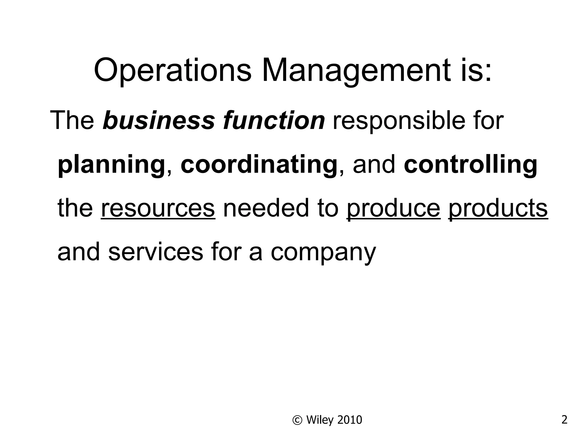 Introduction to operations management | PPT | Business | Business and ...