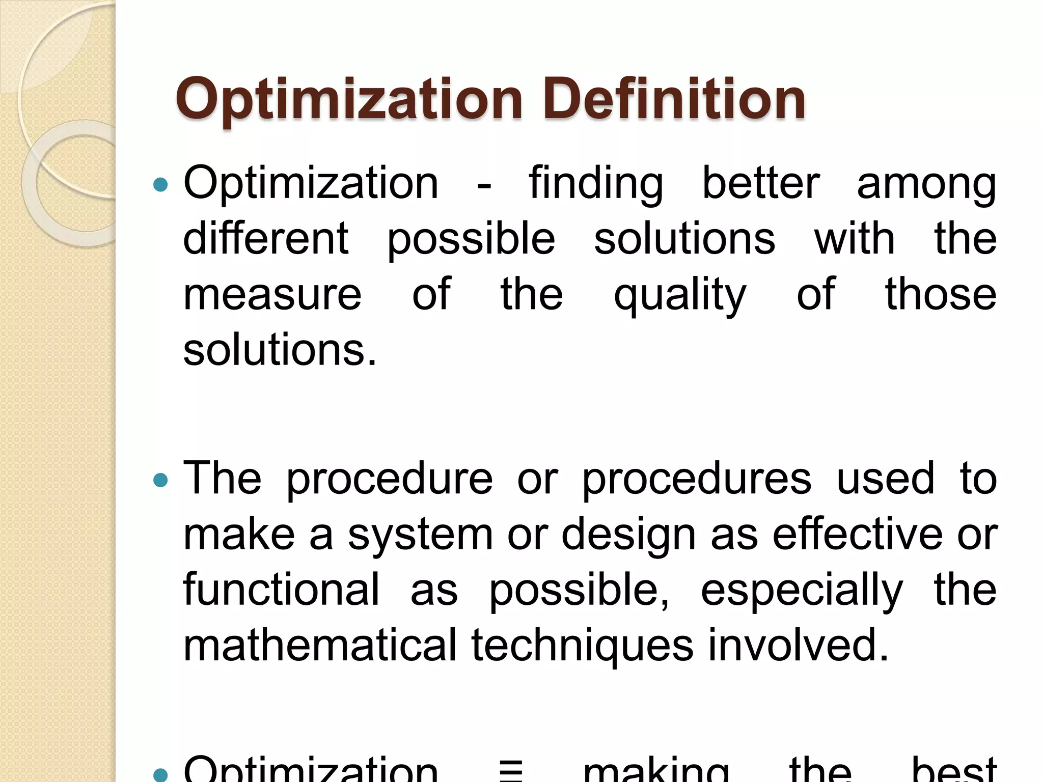Introduction to optimization | PPTX