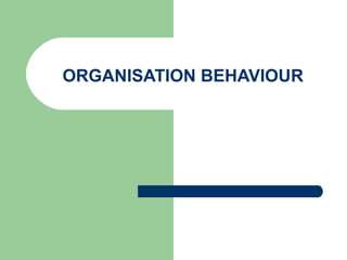 ORGANISATION BEHAVIOUR
 