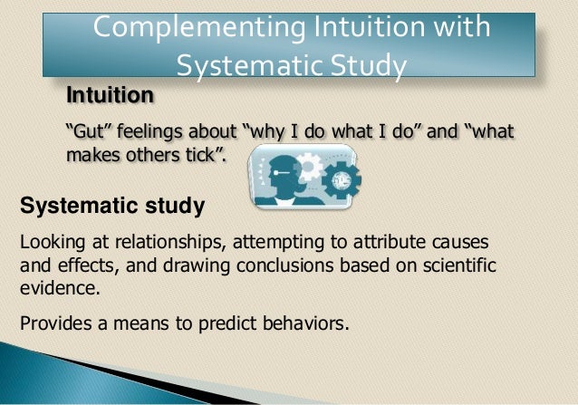complementing intuition with systematic study Intuition is just a gut feeling systematic study is to base your gut feelings on scientific evidences hence, complementing gut feelings with systematic study will make your feeling more reliable based on scientific evidence. complementing intuition with systematic study Intuition is just a gut feeling systematic study is to base your gut feelings on scientific evidences hence, complementing gut feelings with systematic study will make your feeling more reliable based on scientific evidence.