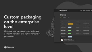 Custom packaging
on the enterprise
level
Optimize your packaging costs and make
a smooth transition to a higher standard of
production.
 