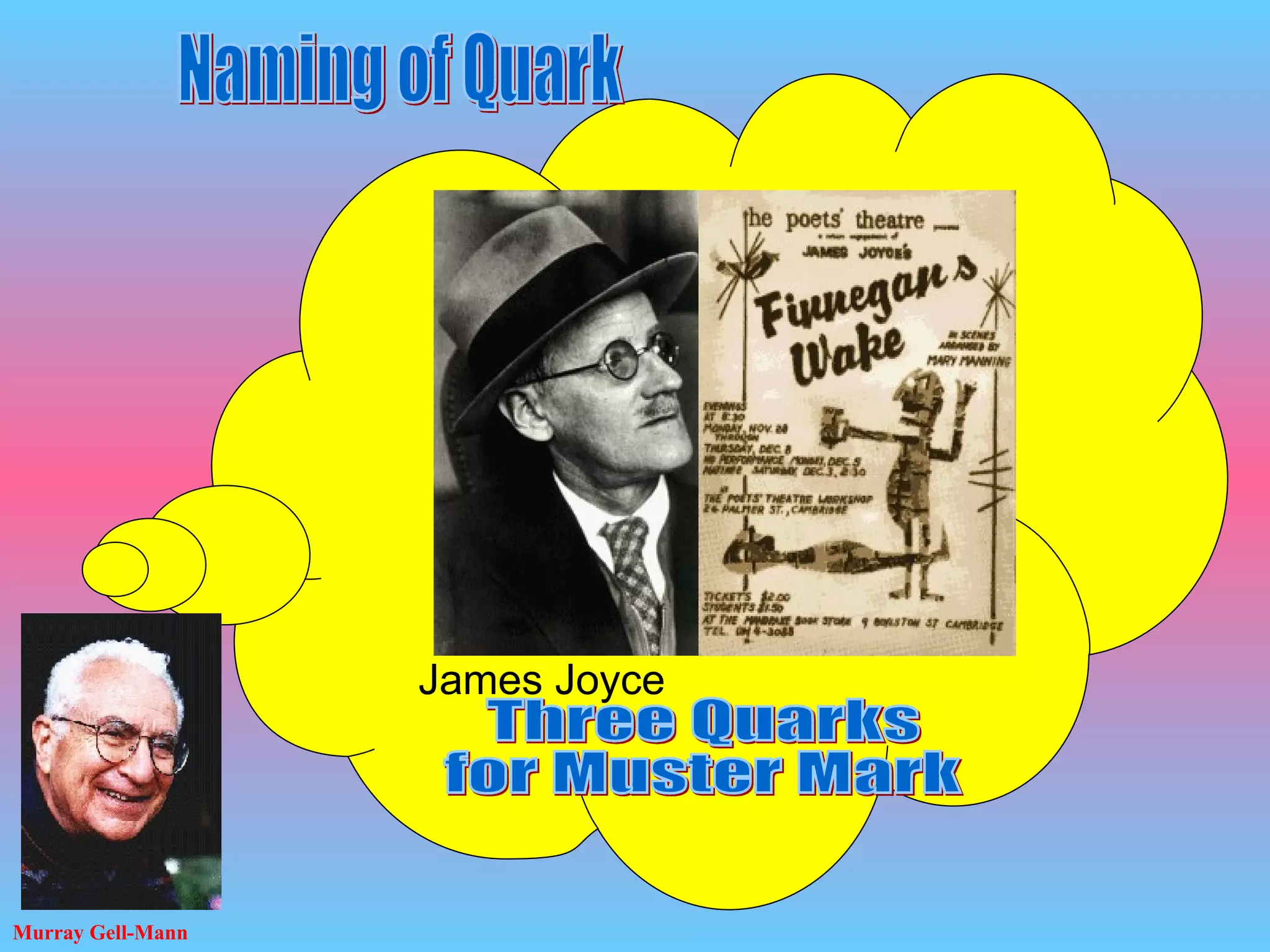 Three Quarks  for Muster Mark  Naming of Quark James Joyce Murray Gell-Mann 