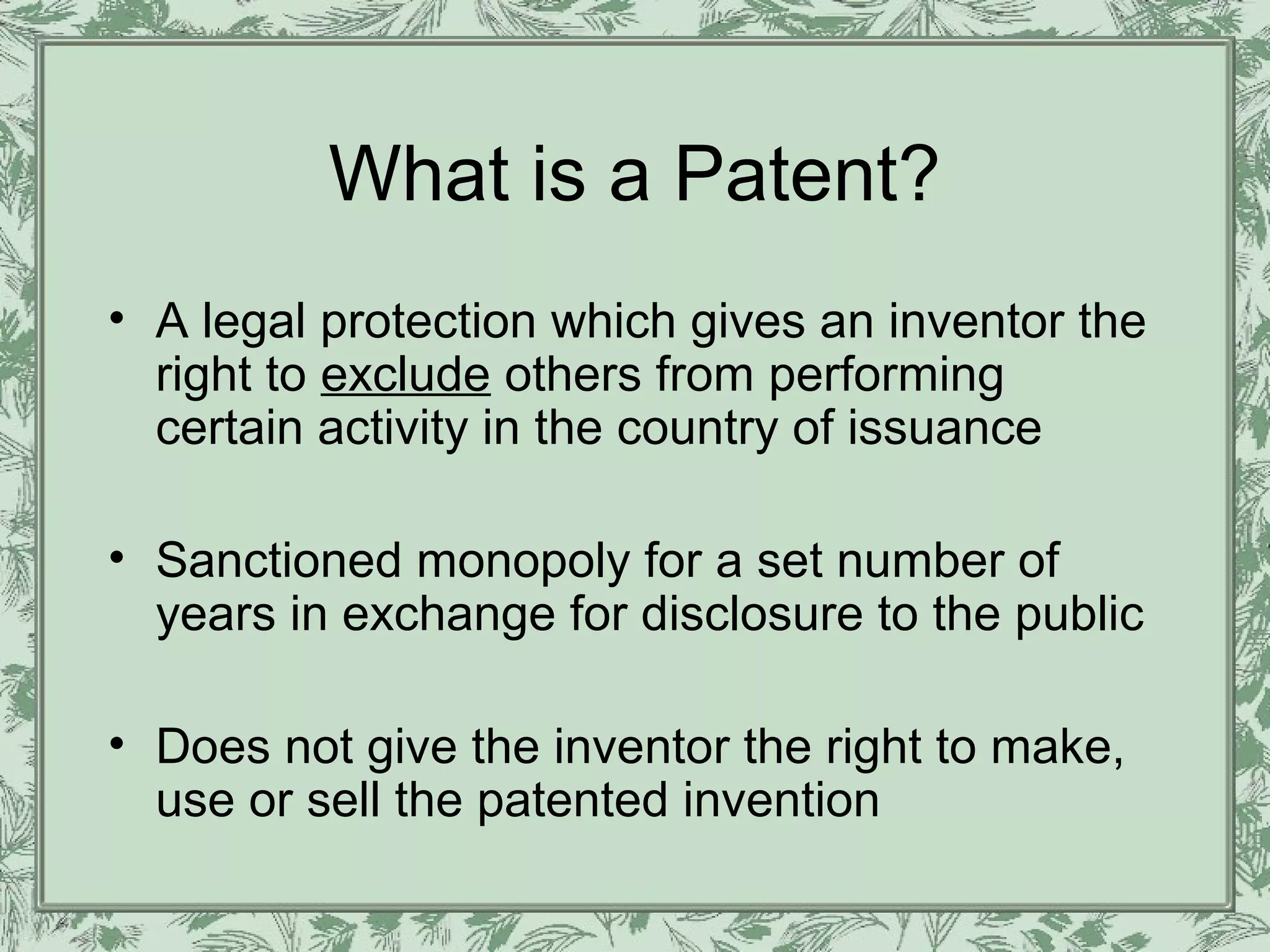 Introduction To Patents Ppt Introduction To Patents Ppt