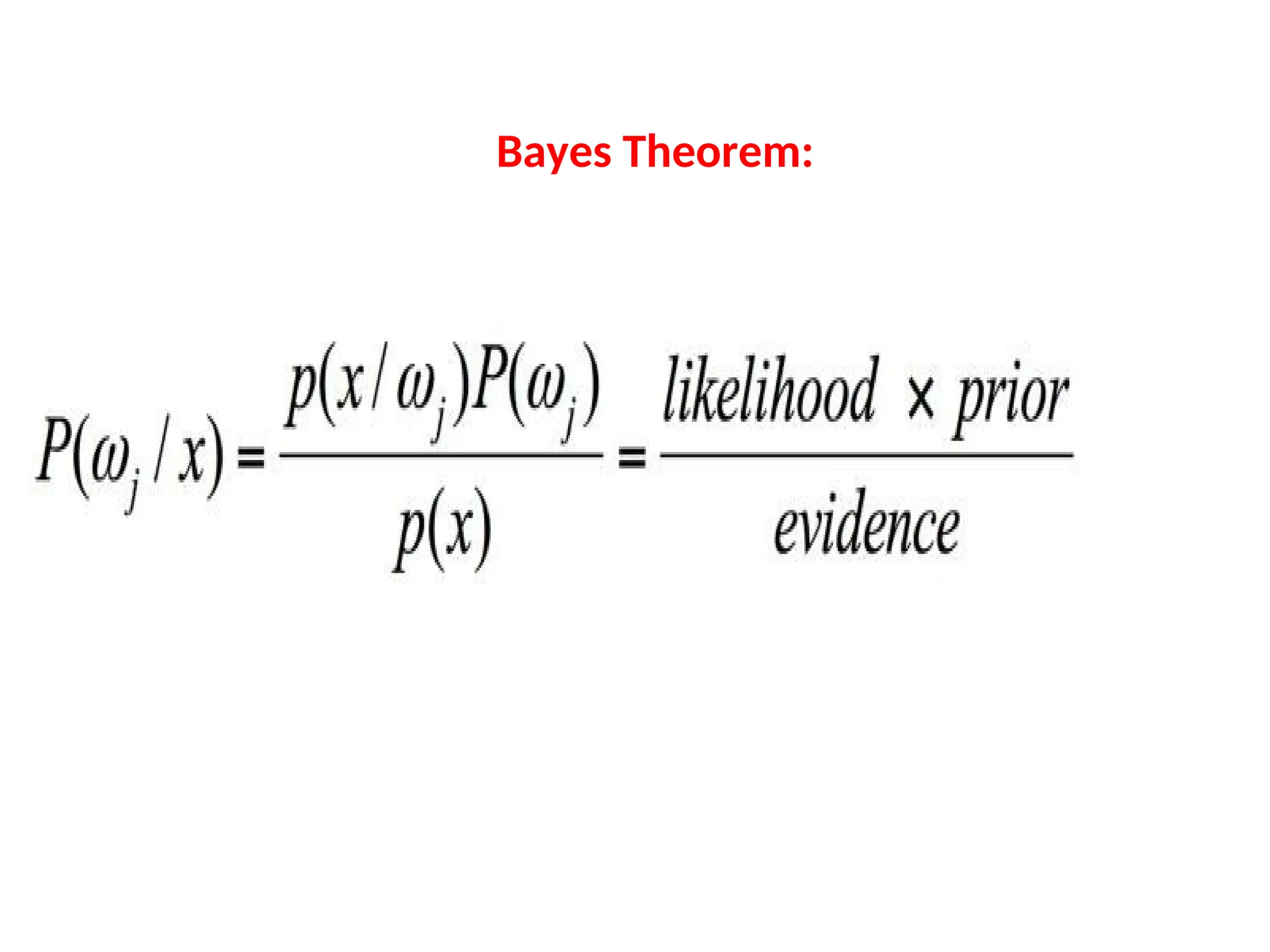 Bayes Theorem:
 