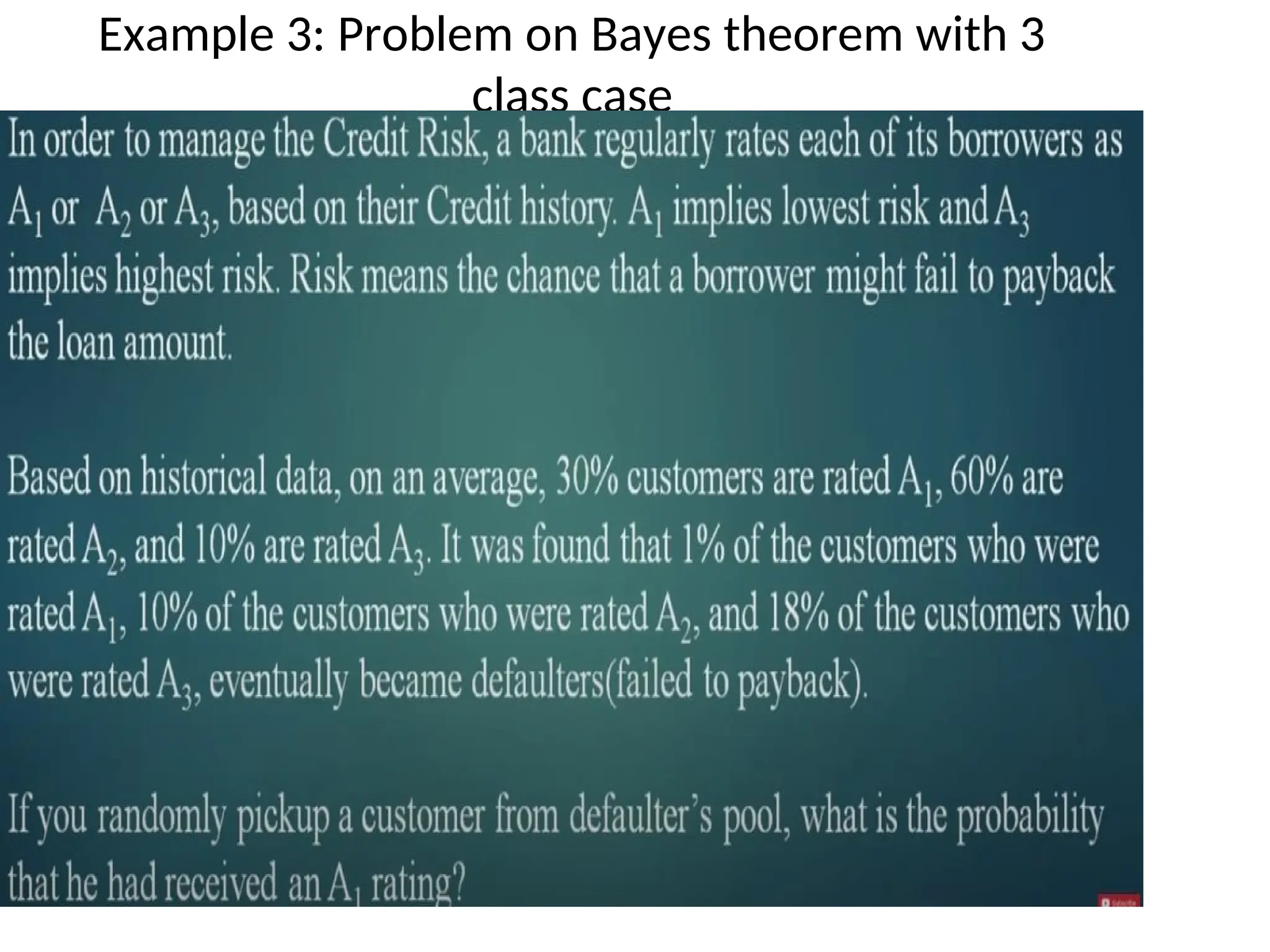 Example 3: Problem on Bayes theorem with 3
class case
 