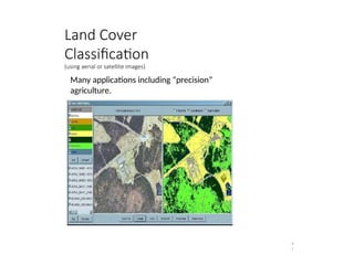 Land Cover
Classification
(using aerial or satellite images)
4
1
Many applications including “precision”
agriculture.
 