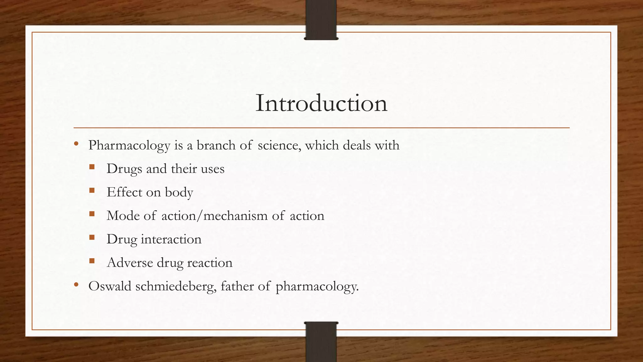 Introduction to Pharmacology | PPTX