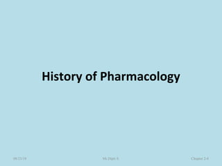 History of Pharmacology
08/23/18 Mr.Dipti S. Chapter 2-8
 