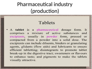 Pharmaceutical industry
(production)
 