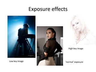Exposure effectsHigh key imageLow key image‘normal’ exposure