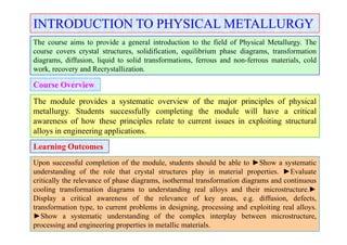 Introduction to Physical Metallurgy Lecture Notes | PDF