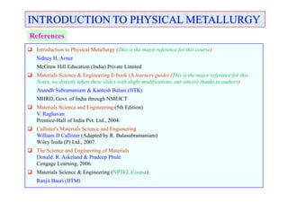 Introduction to Physical Metallurgy Lecture Notes | PDF