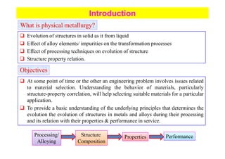 Introduction to Physical Metallurgy Lecture Notes | PDF