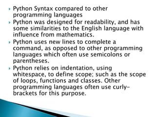 INTRODUCTION TO PYTHON | PPT