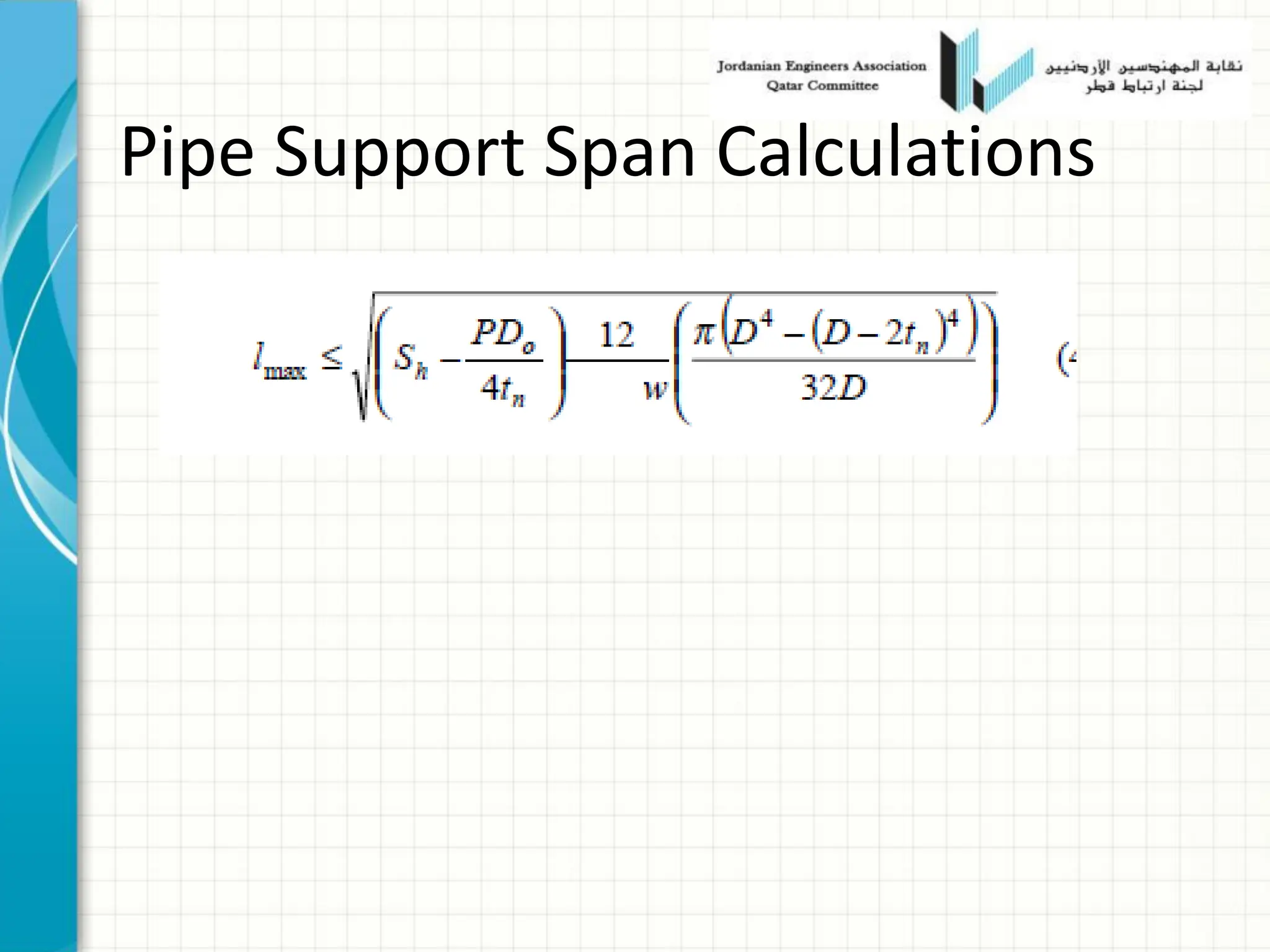 Pipe Support Span Calculations
 