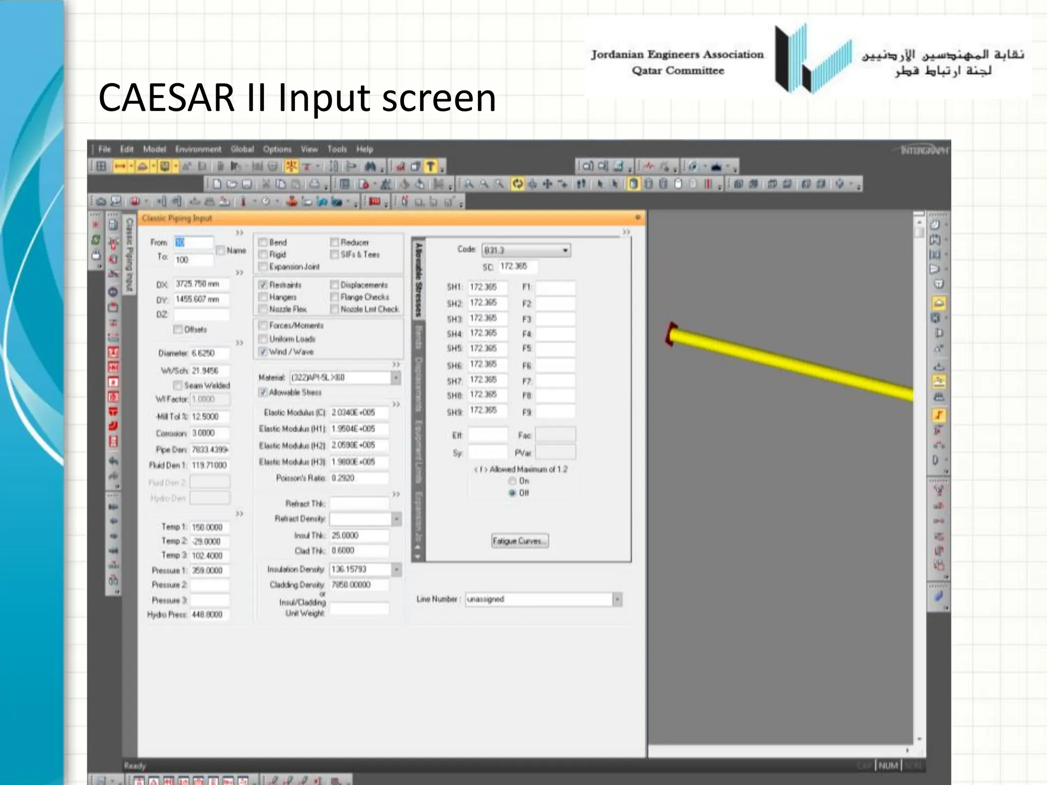 CAESAR II Input screen
 