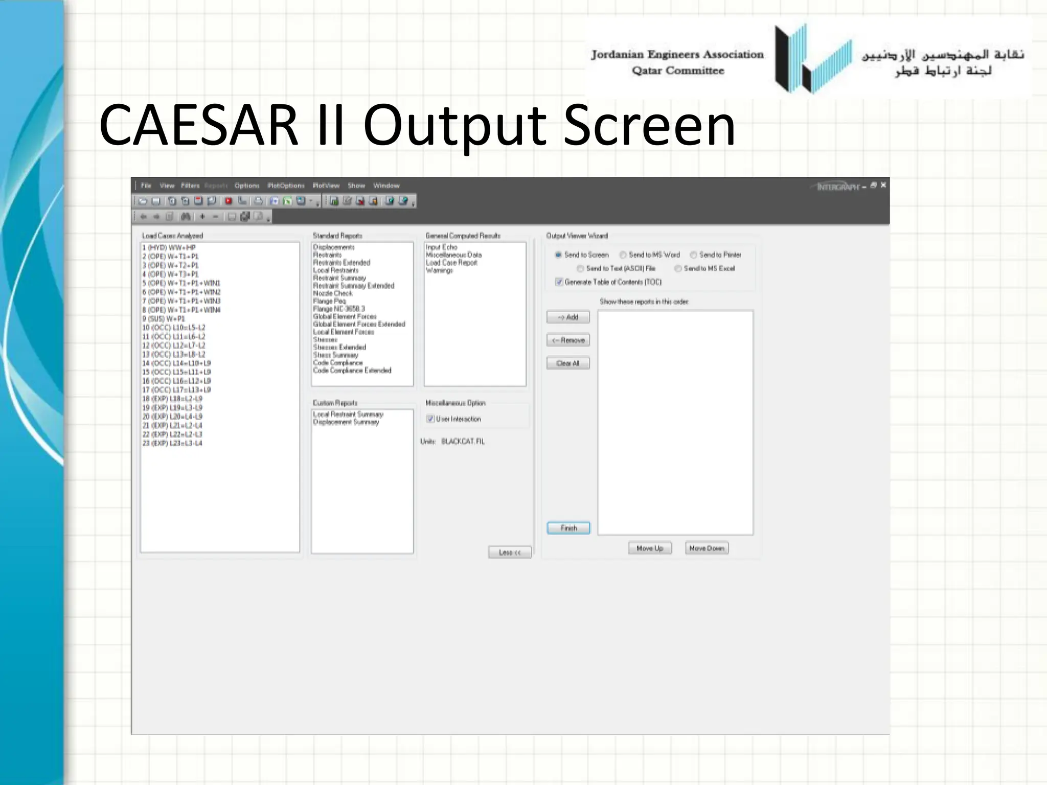 CAESAR II Output Screen
 