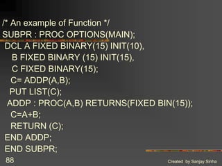 Example E Pl1 Code Introduction to IBM PL/1 Programming Language | PDF