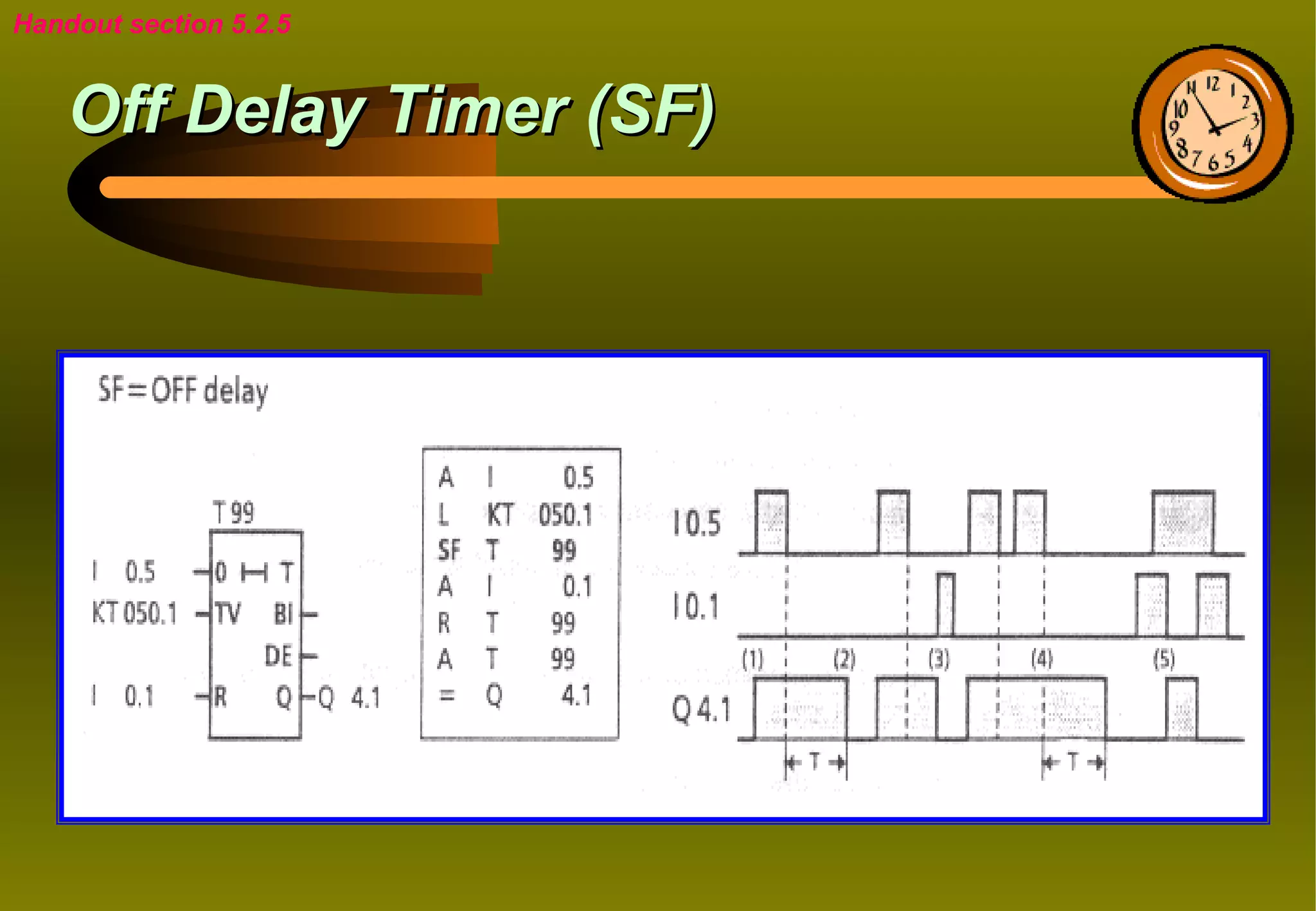 Handout section 5.2.5


    Off Delay Timer (SF)
 
