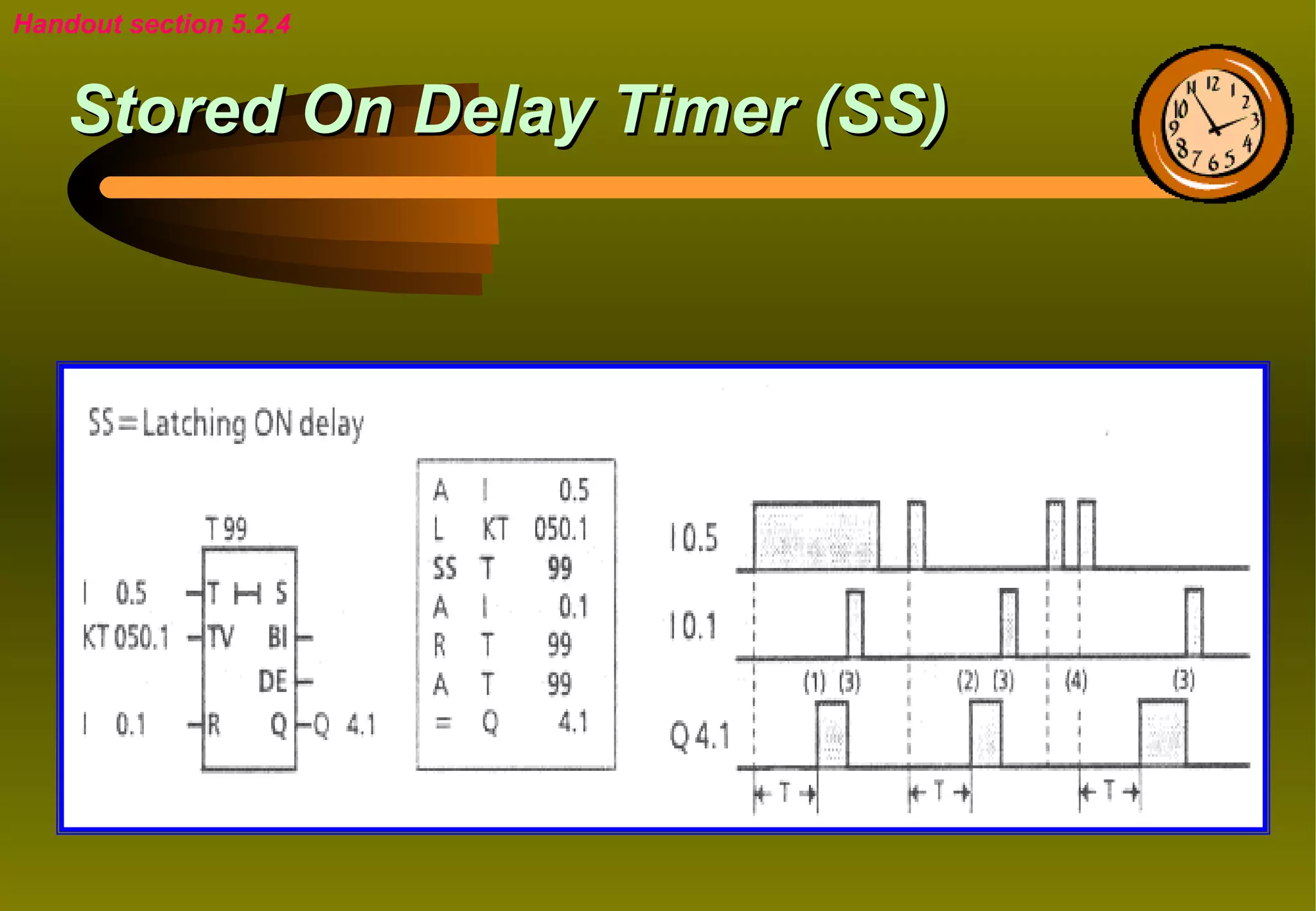 Handout section 5.2.4


    Stored On Delay Timer (SS)
 