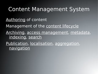 Content Management System Authoring  of content 