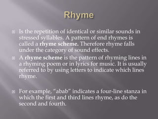 Transformative Rhyme Example Introduction to poetry and the literally devices | PPTX