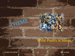 What Poetry is About
REV 4/2016INTRO TO POETRY 14
 