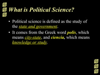 Political Science Def Introduction to political science | PPT