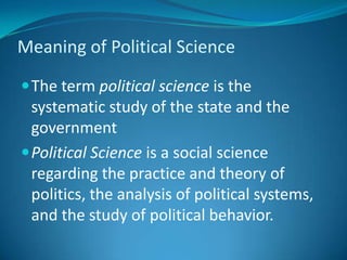 what is the meaning of political theory