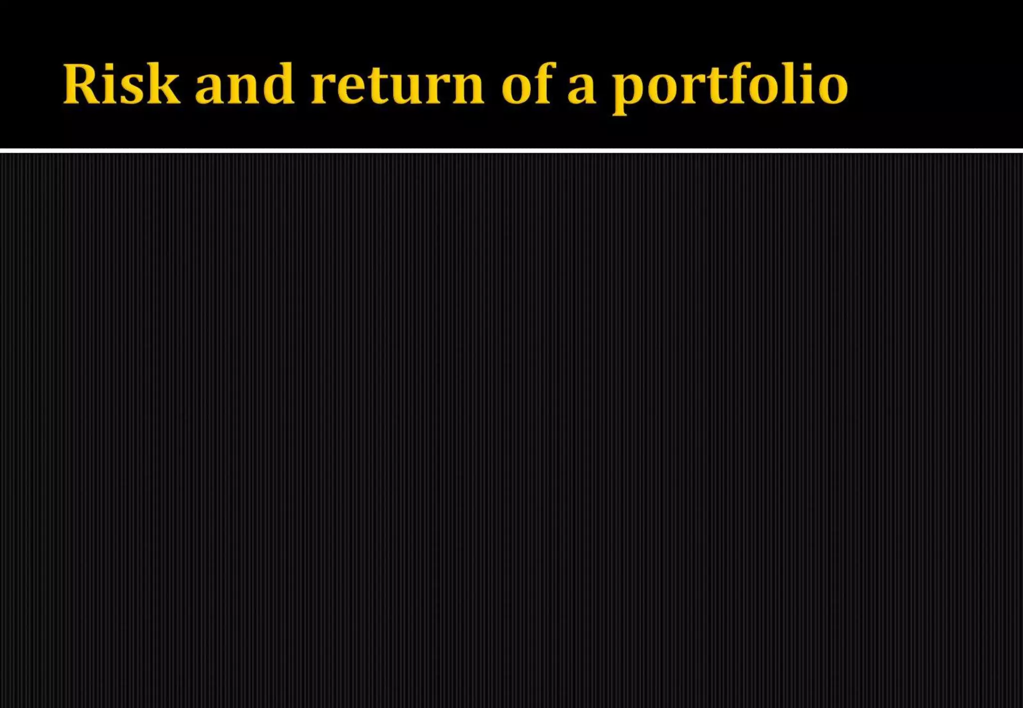 Introduction to portfolio management