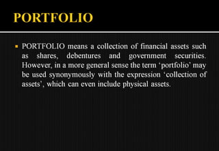 Portfolio Management Introduction Introduction to portfolio management | PPTX