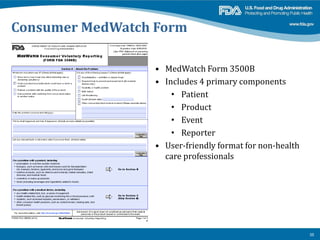 Medwatch Example Introduction to post marketing drug safety surveillance fda 2-11-14 | PDF