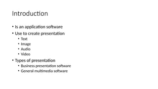 Introduction to PowerPoint MS Power point introduction option view main ...