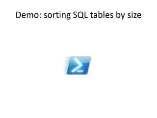 Demo: sorting SQL tables by size