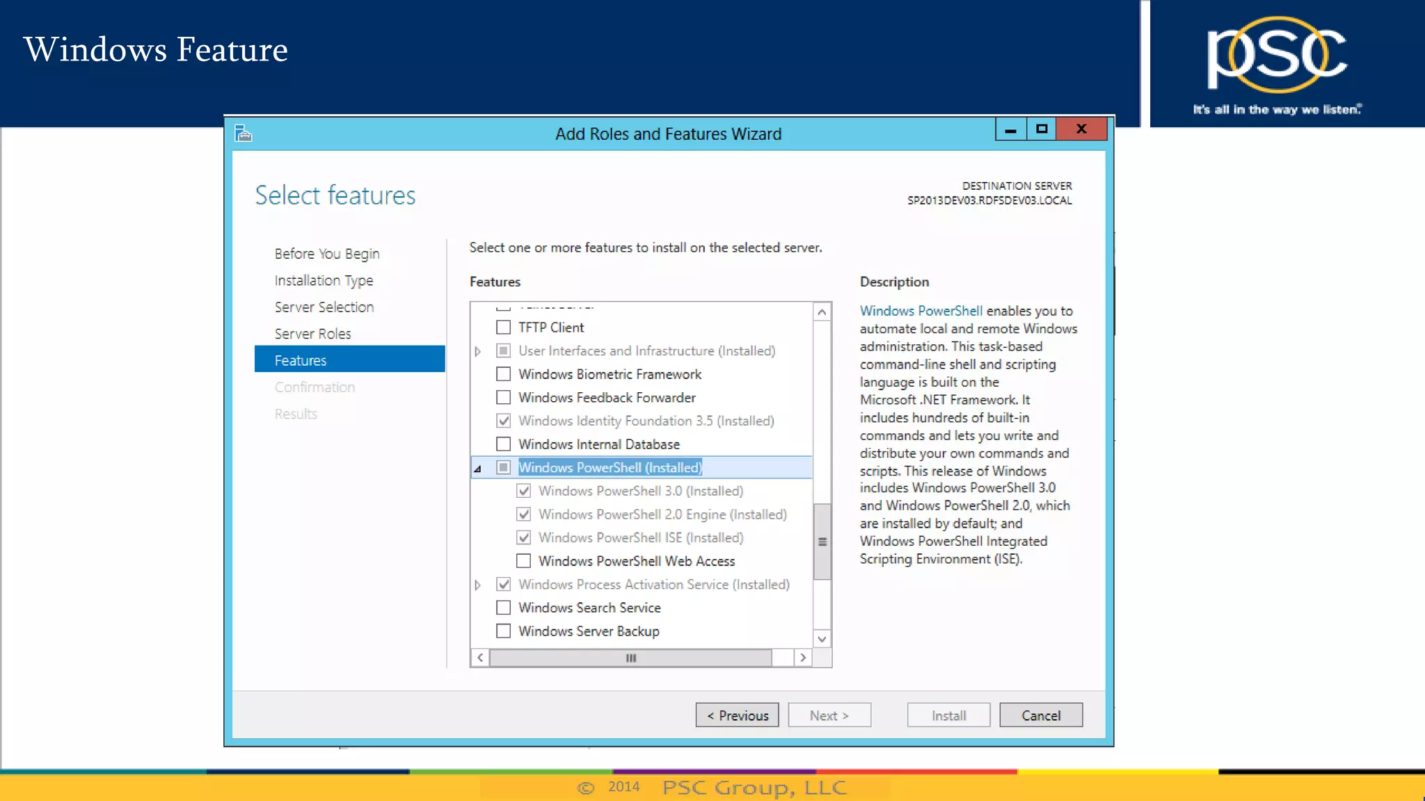 2014
Windows Feature
 