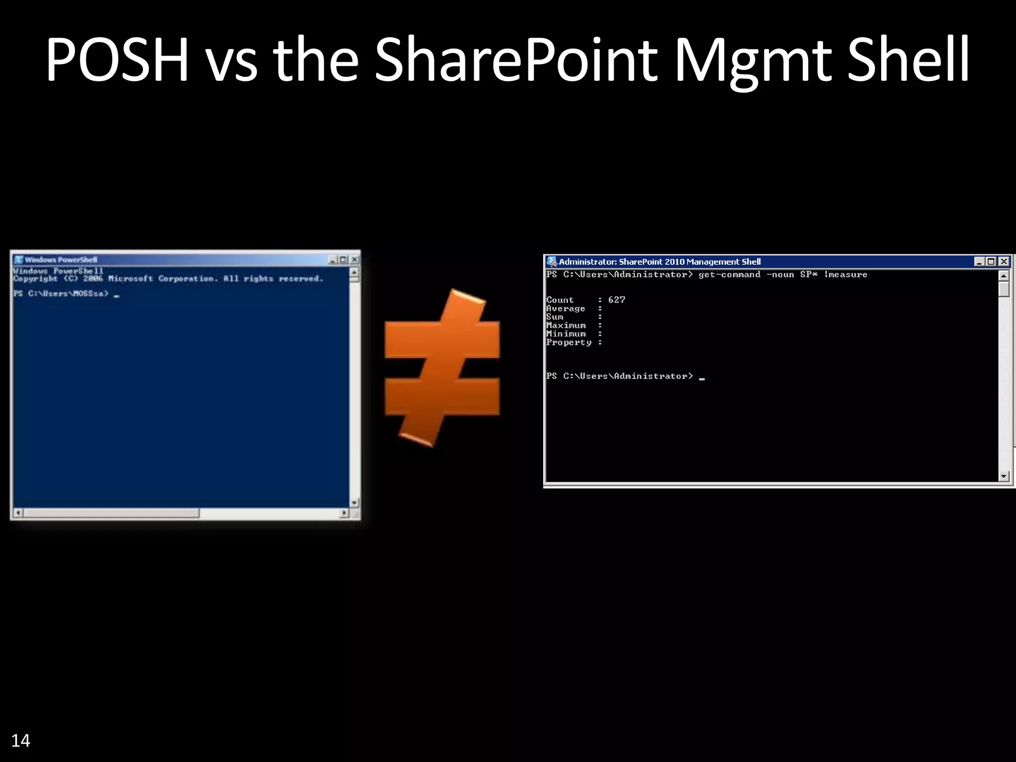 14 POSH vs the SharePoint Mgmt Shell 